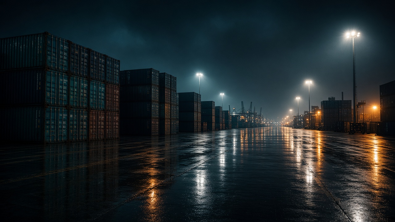 Container terminal at night